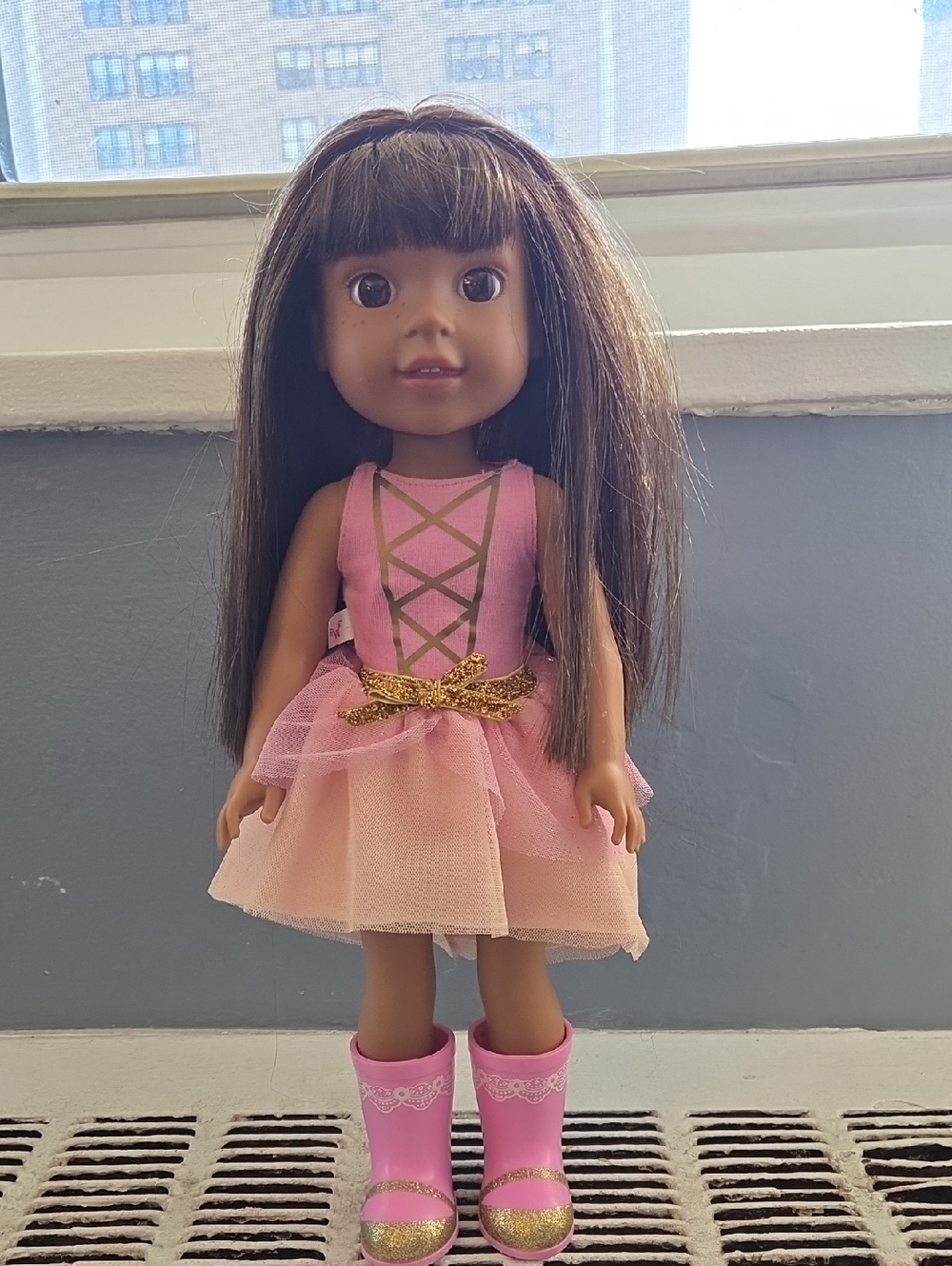 American Girl Pink Ballet Dress Doll with Gold Bow Accent